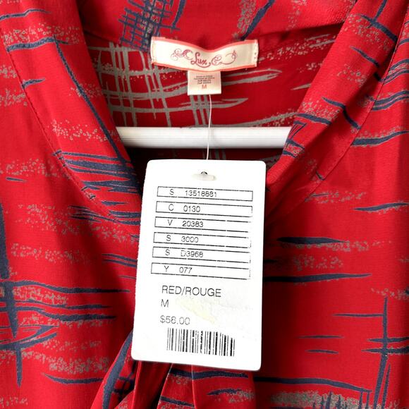 Urban Outfitters 100% Silk Lux Dress Red Size M NWT Abstract Artsy Retro Modest - Picture 6 of 8